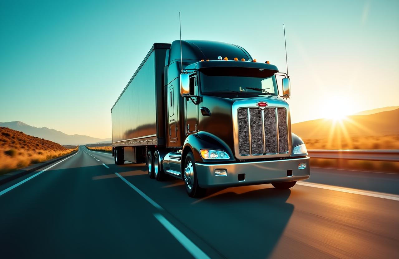 Heavy duty semi-truck on a transit mission